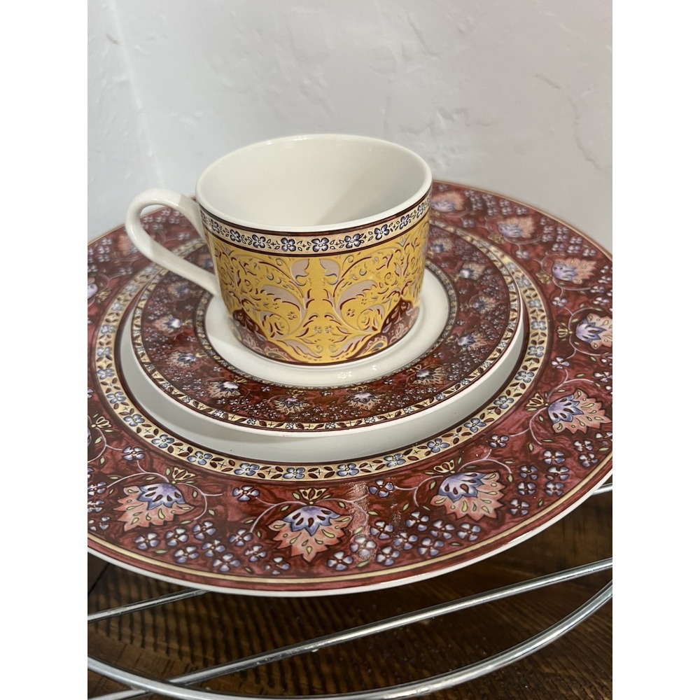 Vintage American Atelier Dinner Salad Bread Plates Coffee Cup Bombay #5042 3pc